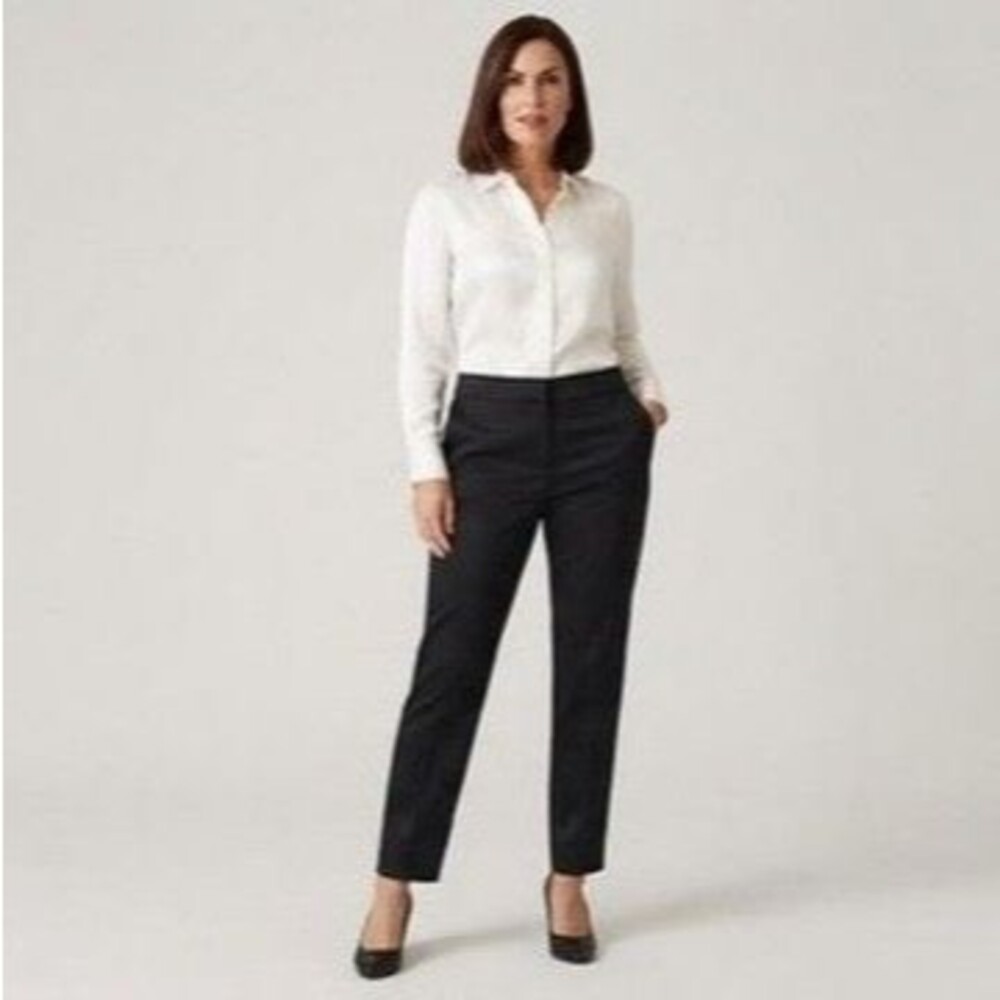 Marks & Spencer black tailored trousers pants UK 16 EUR 44 office work NWOT